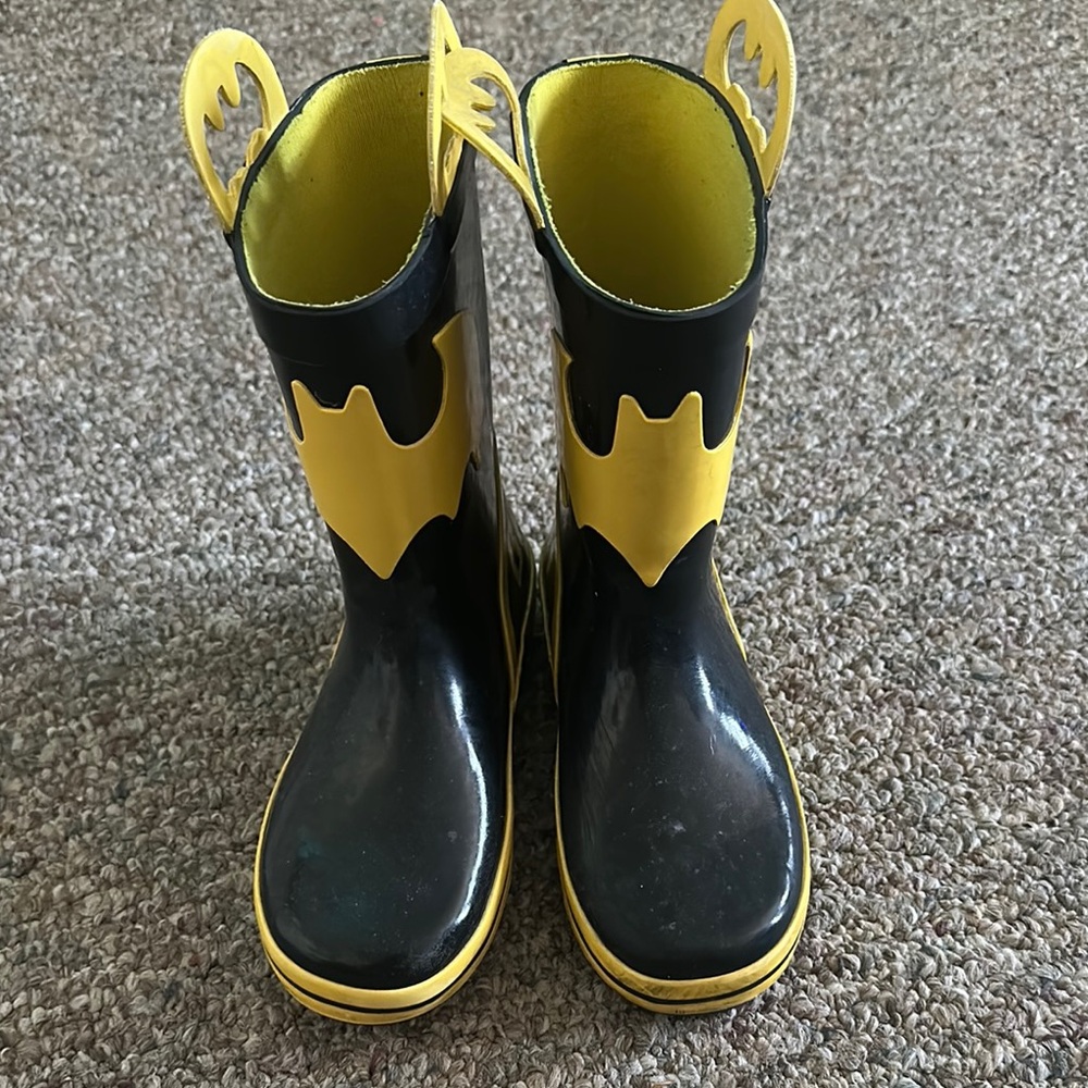 Kids Black and Yellow Batman Rain Boots